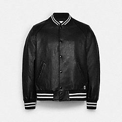 COACH C7840 Leather Varsity Jacket BLACK
