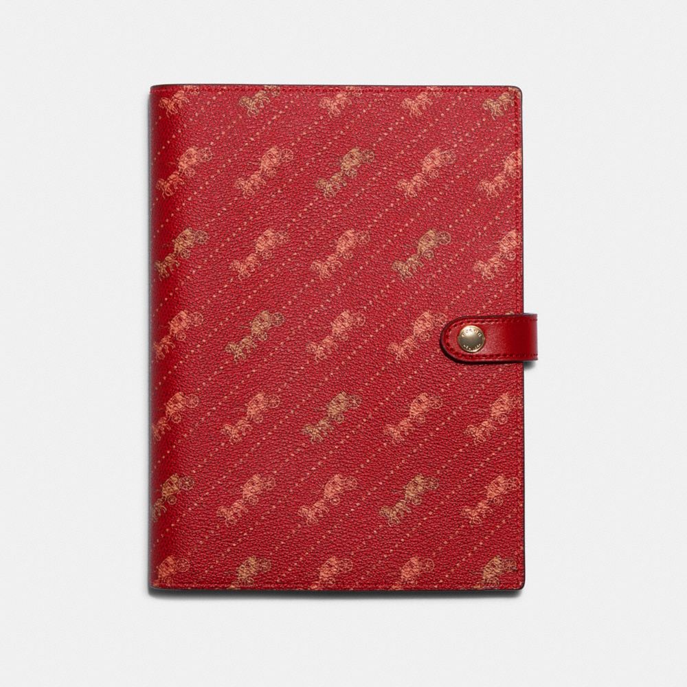 Notebook With Diagonal Horse And Carriage Print - BRIGHT RED - COACH C7851