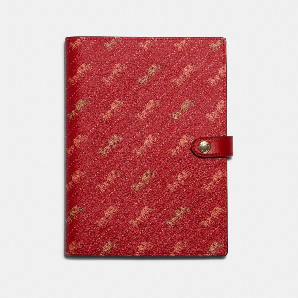 COACH Notebook With Diagonal Horse And Carriage Print - BRIGHT RED - C7851