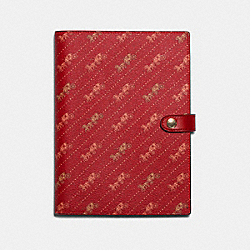 COACH C7851 - Notebook With Diagonal Horse And Carriage Print BRIGHT RED