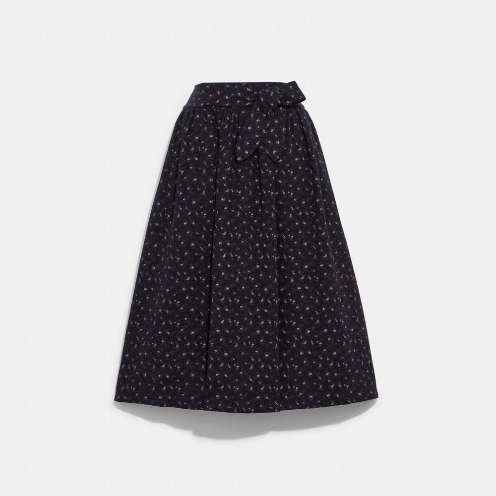 Quilted Dirndl Skirt In Organic Cotton - C7908 - Black/Dark Brown