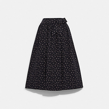 COACH C7908 Quilted Dirndl Skirt In Organic Cotton Black/Dark-Brown