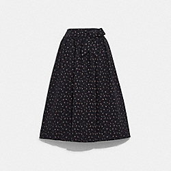 COACH C7908 Quilted Dirndl Skirt In Organic Cotton BLACK/DARK BROWN