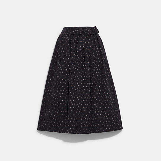 C7908 - Quilted Dirndl Skirt In Organic Cotton Black/Dark Brown