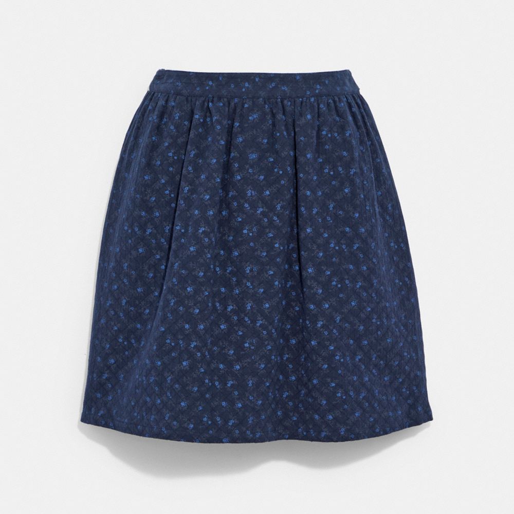 COACH C7909 Mini Quilted Skirt In Organic Cotton Black/Dark Blue