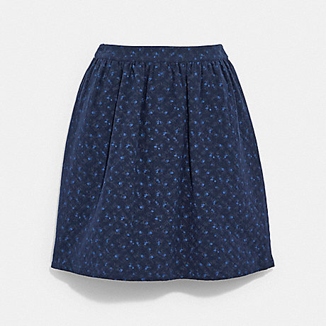 COACH C7909 Mini Quilted Skirt In Organic Cotton Black/Dark-Blue