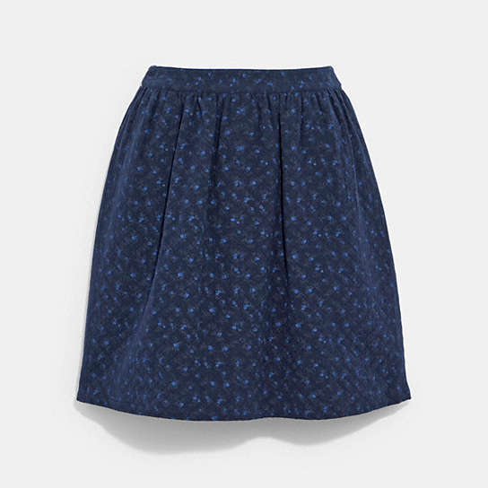 C7909 - Mini Quilted Skirt In Organic Cotton Black/Dark Blue