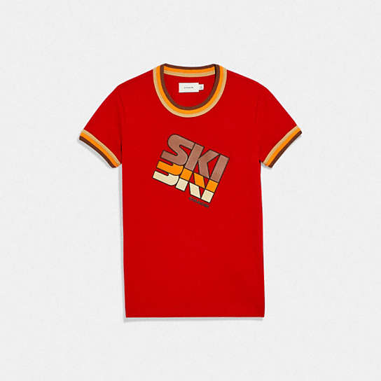 C7916 - Ski T Shirt In Organic Cotton Red.