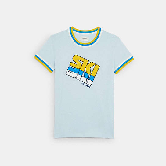 C7916 - Ski T Shirt In Organic Cotton Pastel Blue