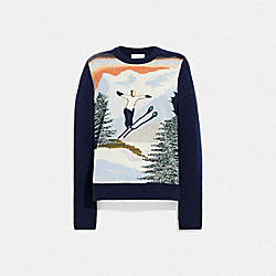 Holiday Intarsia Sweater In Recycled Wool And Cashmere - C7921 - Navy