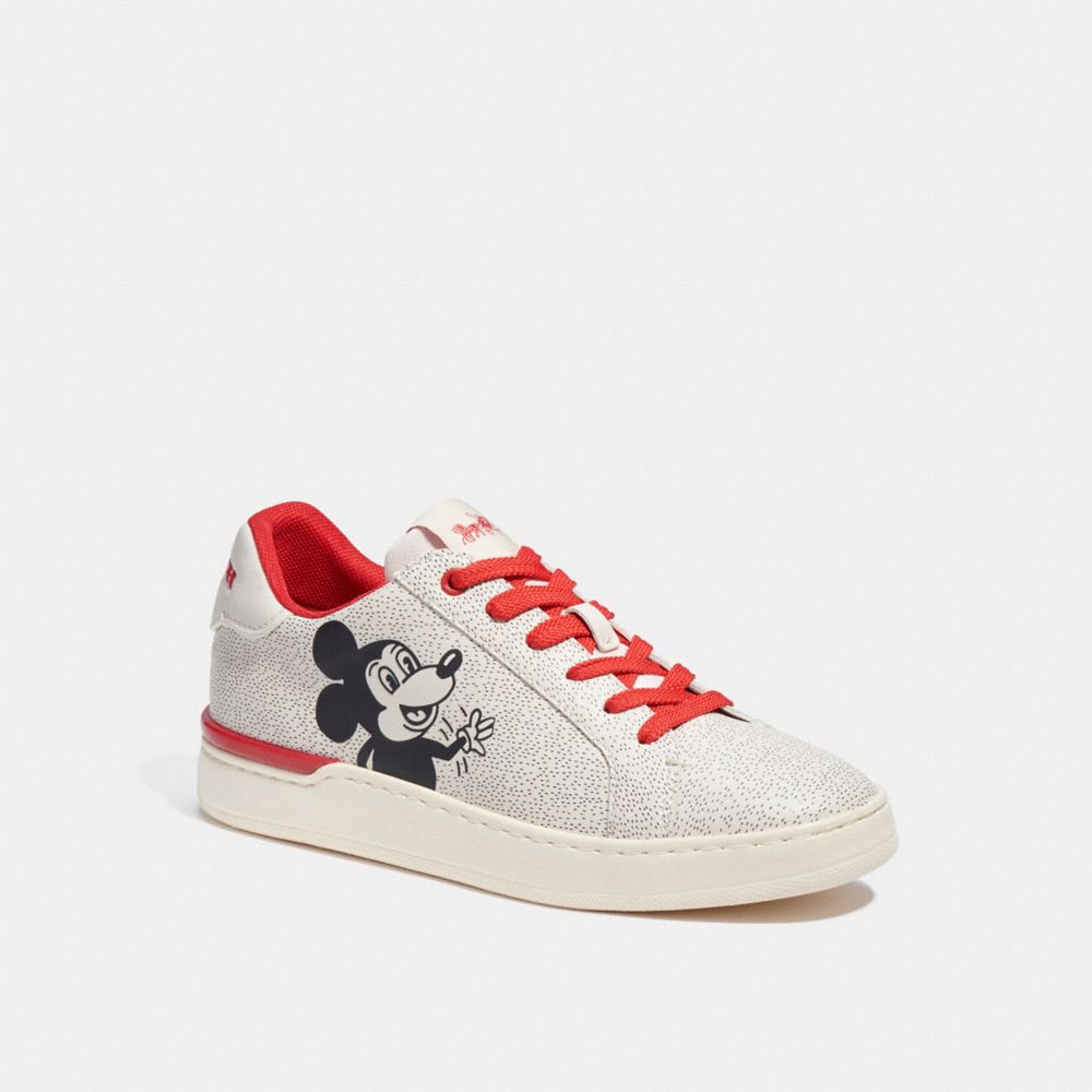 COACH C7931 Disney Mickey Mouse X Keith Haring Clip Low Top Sneaker Chalk/Electric Red