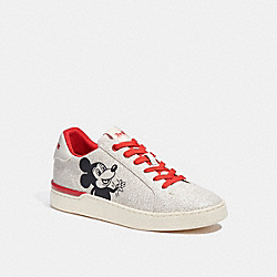 COACH C7931 Disney Mickey Mouse X Keith Haring Clip Low Top Sneaker CHALK/ELECTRIC RED