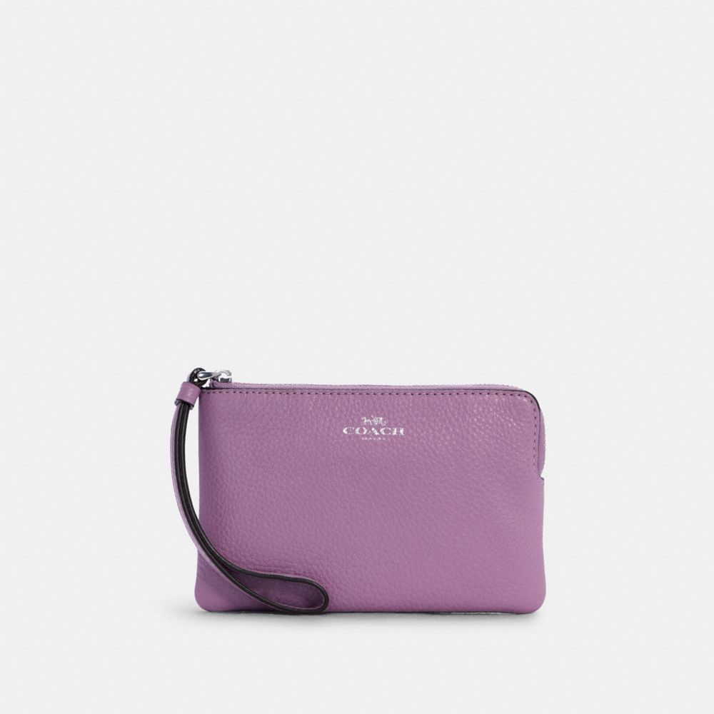 COACH C7943 - Corner Zip Wristlet SILVER/VIOLET ORCHID