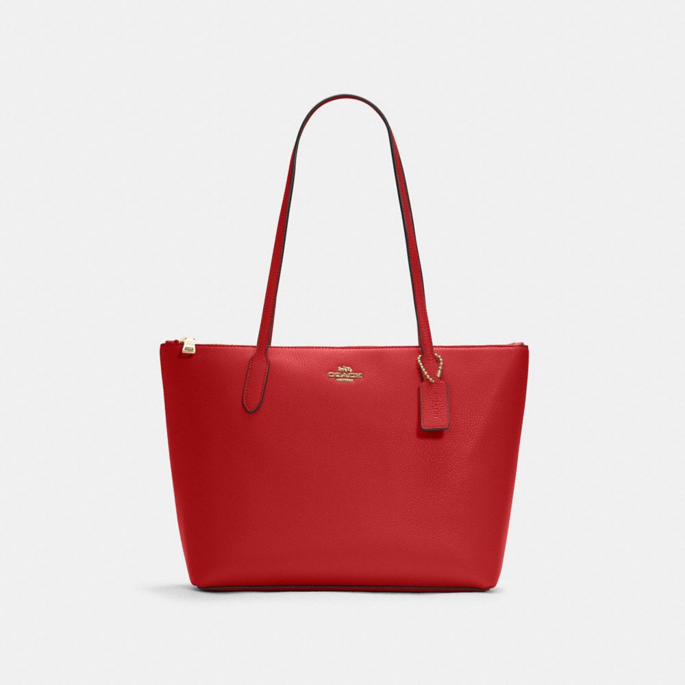 COACH Zip Top Tote - GOLD/TRUE RED - C7946