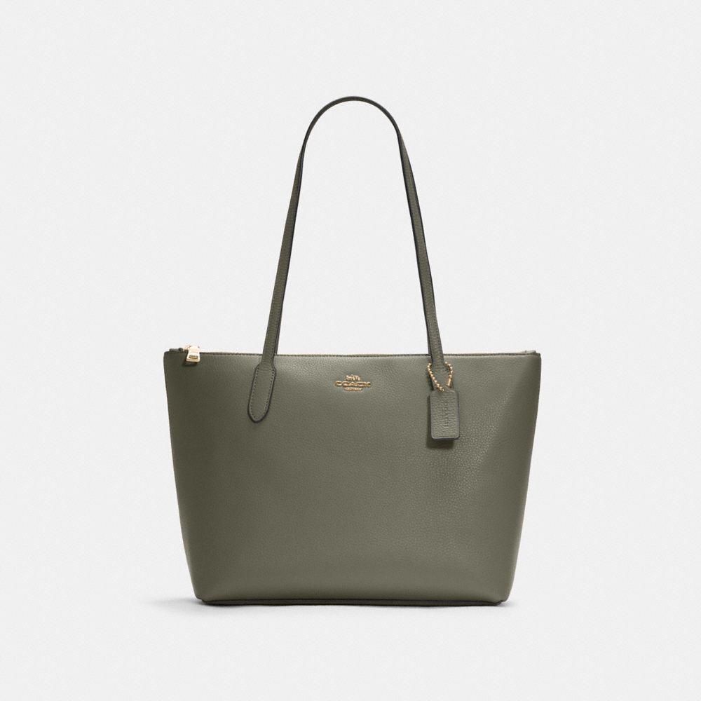 COACH C7946 Zip Top Tote GOLD/MILITARY-GREEN