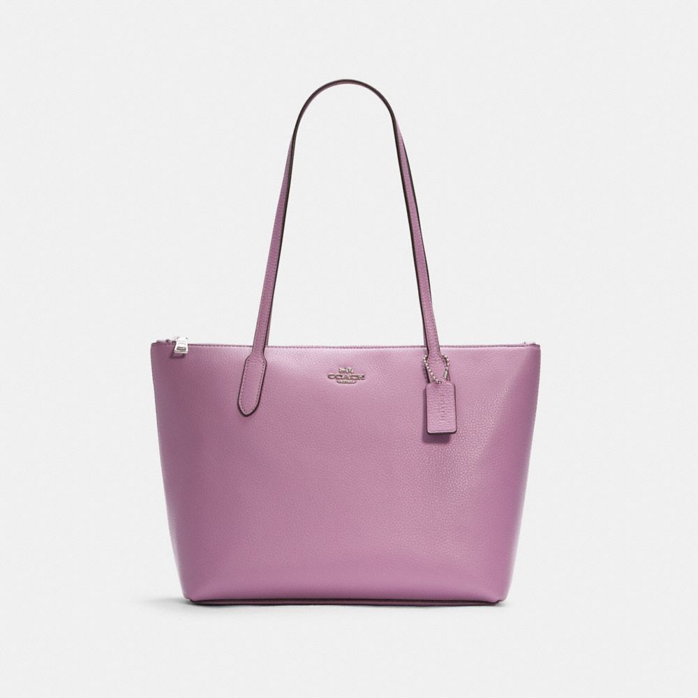 COACH C7946 Zip Top Tote SILVER/VIOLET ORCHID