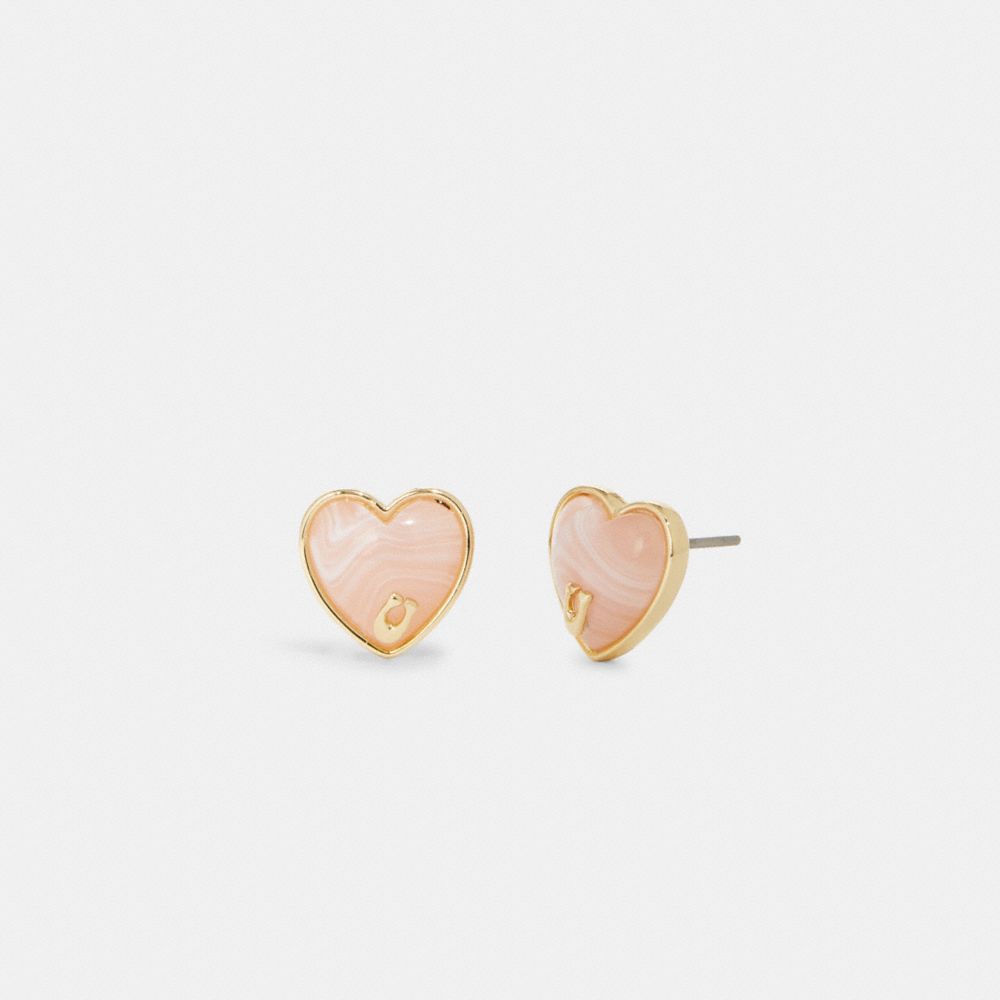 Signature Heart Stud Earrings - C7950 - GOLD