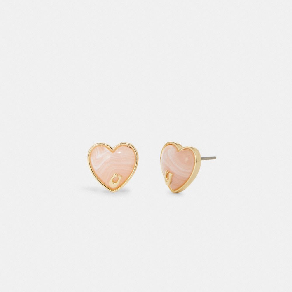 COACH C7950 Signature Heart Stud Earrings GOLD