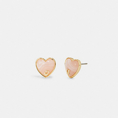 COACH Signature Heart Stud Earrings - GOLD - C7950