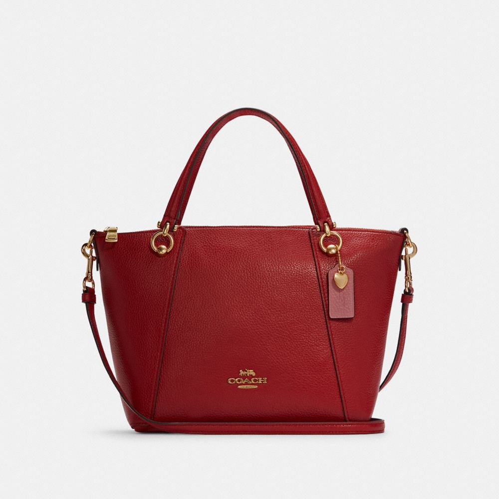 Kacey Satchel In Colorblock With Heart Charm - C7955 - GOLD/1941 RED MULTI