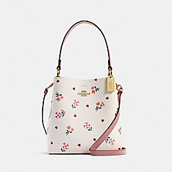 COACH C7976 Small Town Bucket Bag With Heart Petal Print GOLD/CHALK MULTI