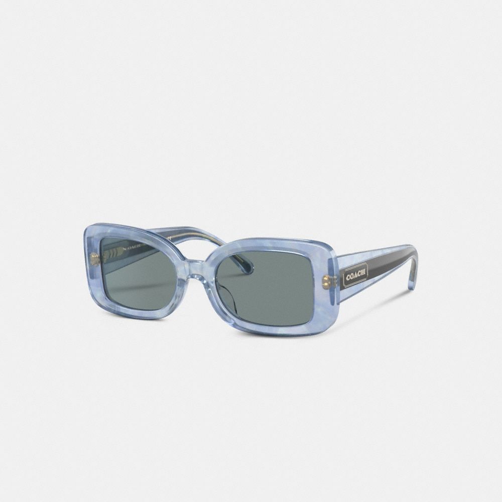 C7988 - Badge Rectangle Frame Sunglasses Black/Chalk