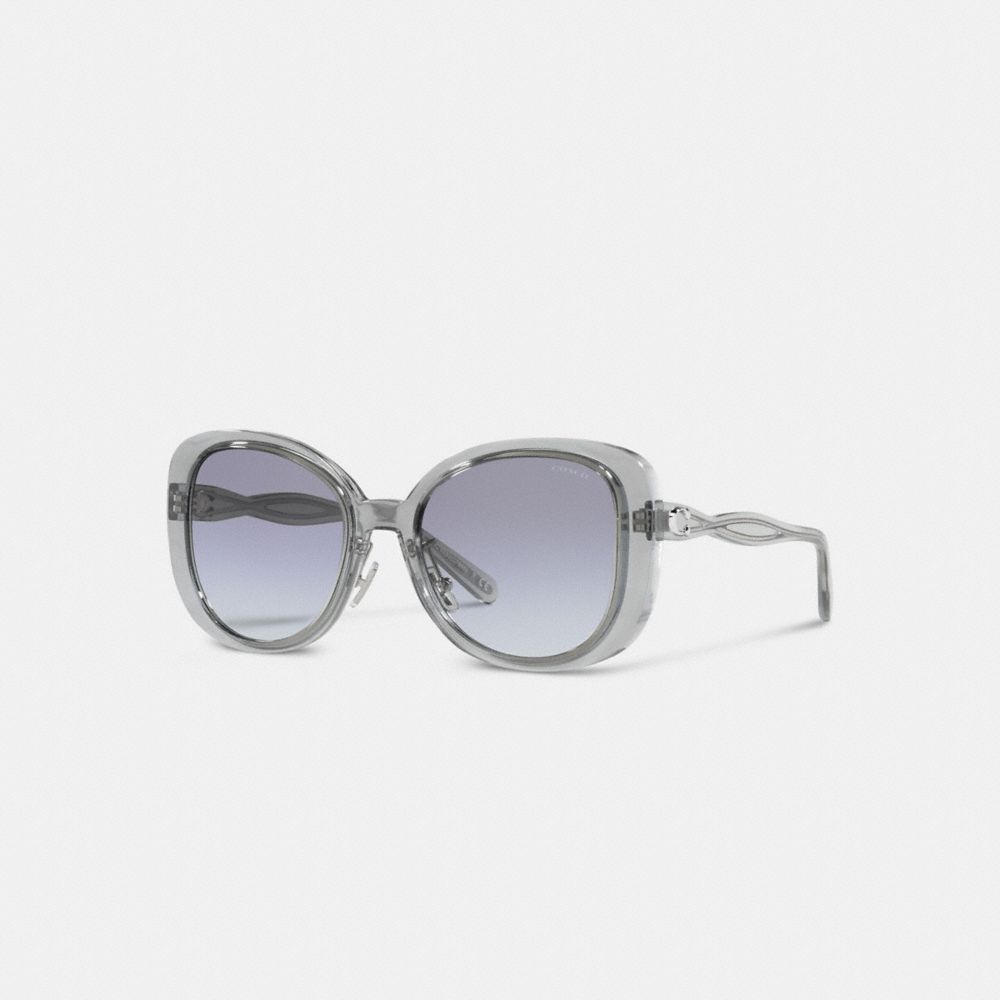 C7995 - Embedded Signature Round Sunglasses Transparent Blue
