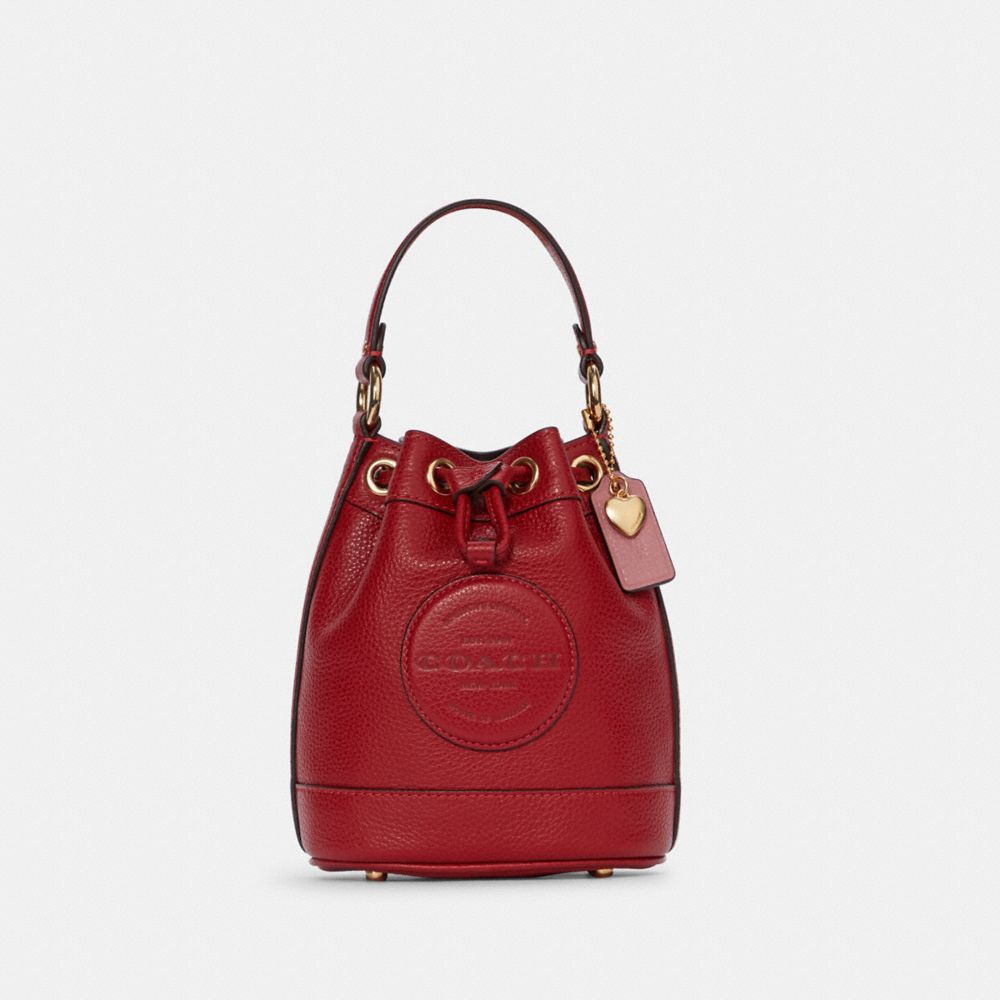 Dempsey Bucket Bag 15 With Coach Patch And Heart Charm - C8009 - GOLD/1941 RED