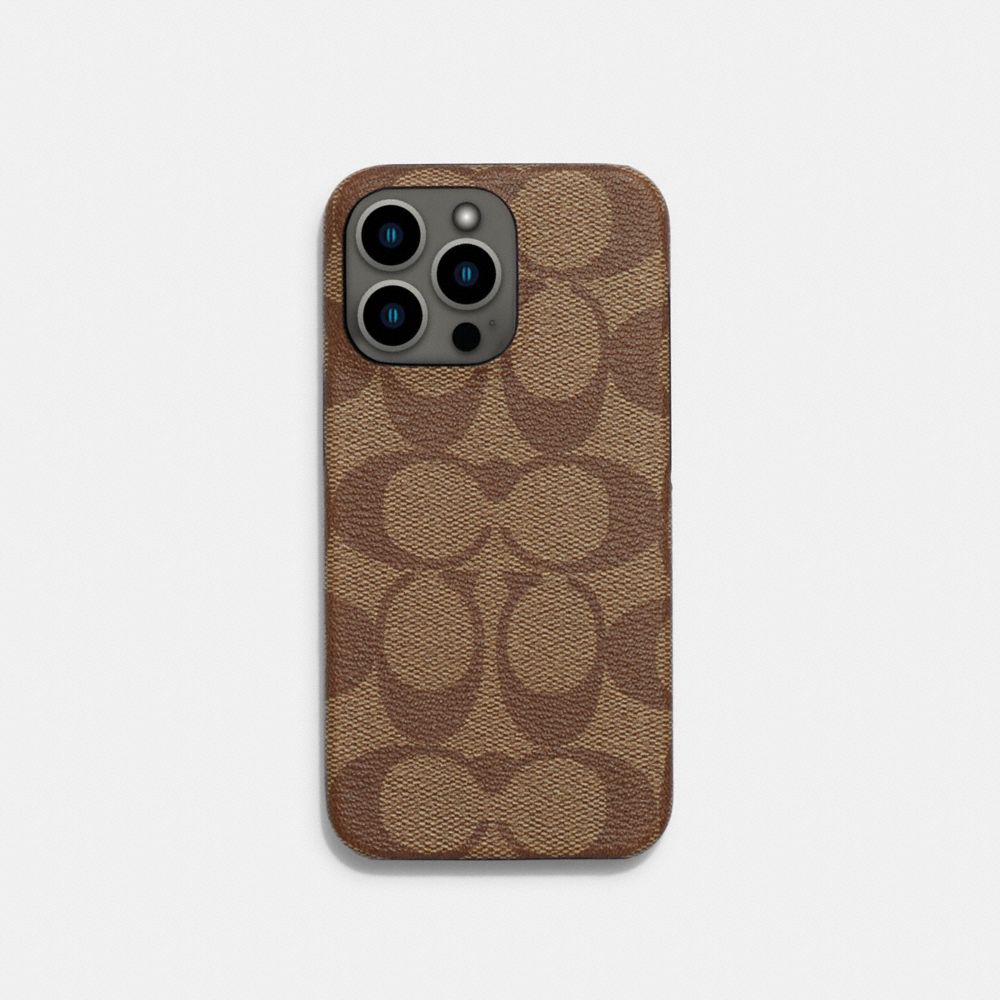 COACH Iphone 13 Pro Case In Signature Canvas - KHAKI - C8023