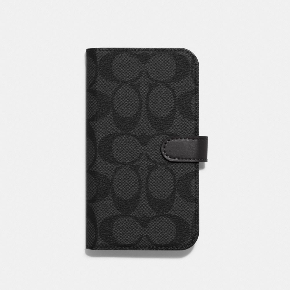 COACH C8024 - Iphone 13 Pro Folio In Signature Canvas GRAPHITE