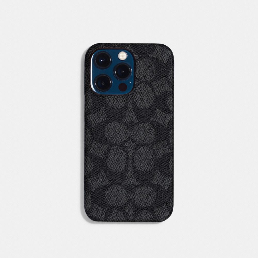 COACH C8043 Iphone 13 Pro Case In Signature Canvas Charcoal