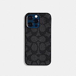 COACH C8043 Iphone 13 Pro Case In Signature Canvas CHARCOAL