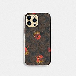 Iphone 13 Pro Max Case In Signature Canvas With Pop Floral Print - CHESTNUT - COACH C8103