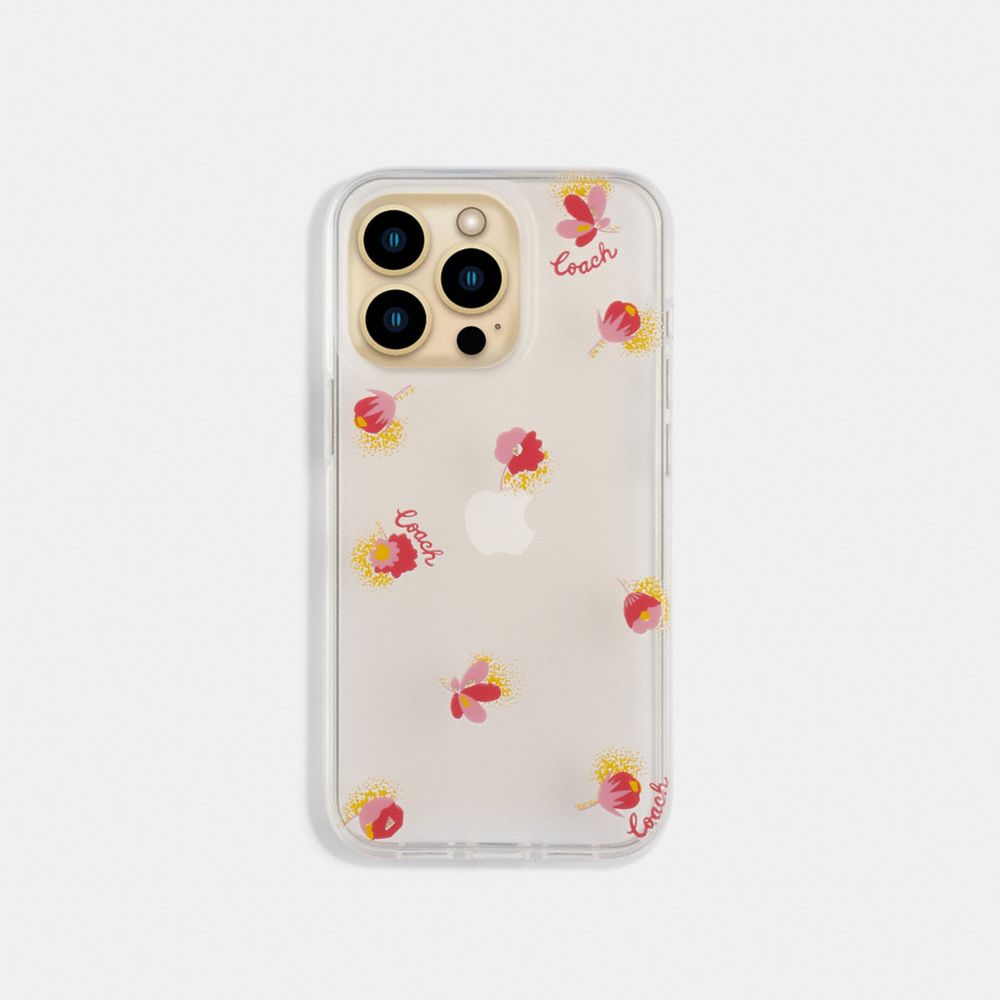 Iphone 13 Pro Case With Pop Floral Print - C8105 - CLEAR/RED