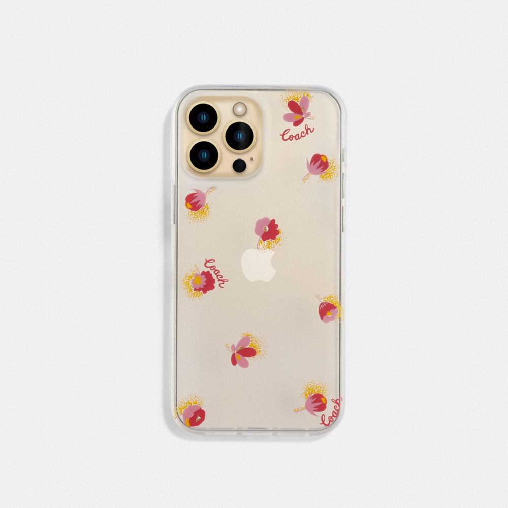 COACH Iphone 13 Pro Max Case With Pop Floral Print - CLEAR/RED - C8106
