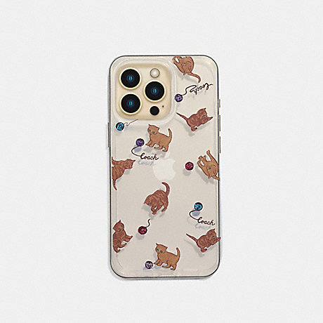 COACH Iphone 13 Pro Case With Cat Dance Print - CLEAR/ BROWN - C8107