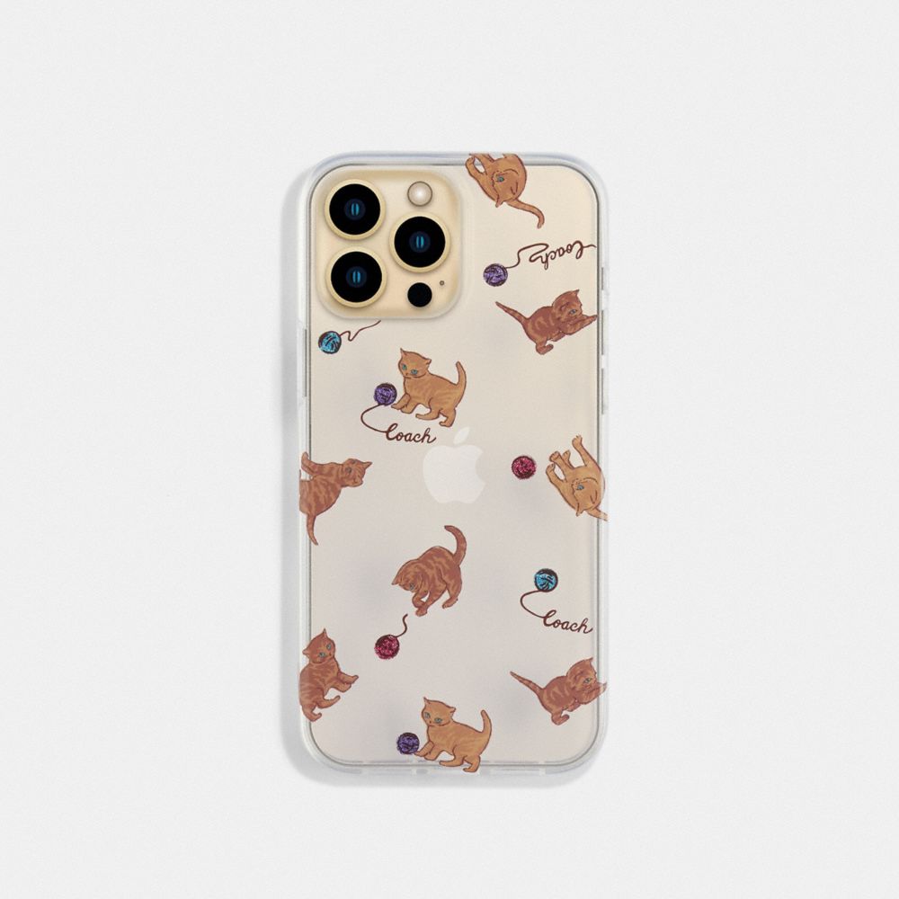 Iphone 13 Pro Max Case With Cat Dance Print - CLEAR/ BROWN - COACH C8108