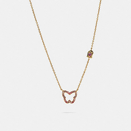 COACH Pave Butterfly Necklace - PINK/MULTI - C8120