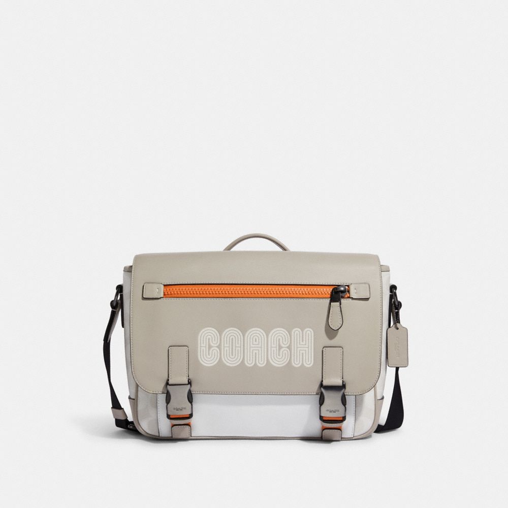 Track Messenger In Colorblock Signature Canvas With Coach - GUNMETAL/CHALK BONE MULTI - COACH C8127