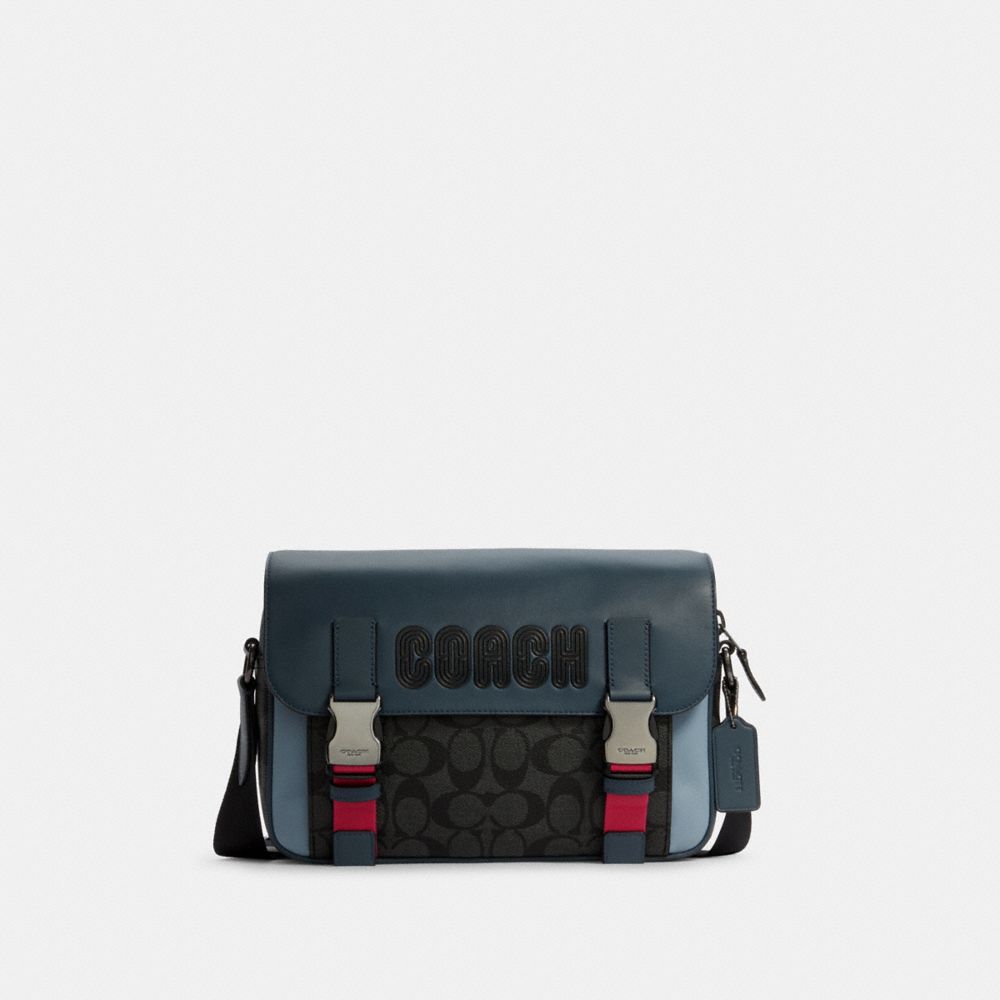 Track Crossbody In Colorblock Signature Canvas With Coach - C8128 - GUNMETAL/CHARCOAL DENIM MULTI