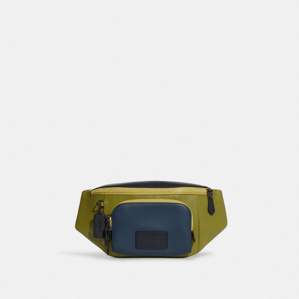 Track Belt Bag In Colorblock With Coach - C8132 - GUNMETAL/LIME GREEN MULTI