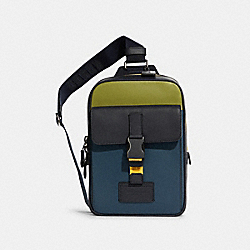 Track Pack In Colorblock With Coach - C8134 - GUNMETAL/LIME GREEN MULTI