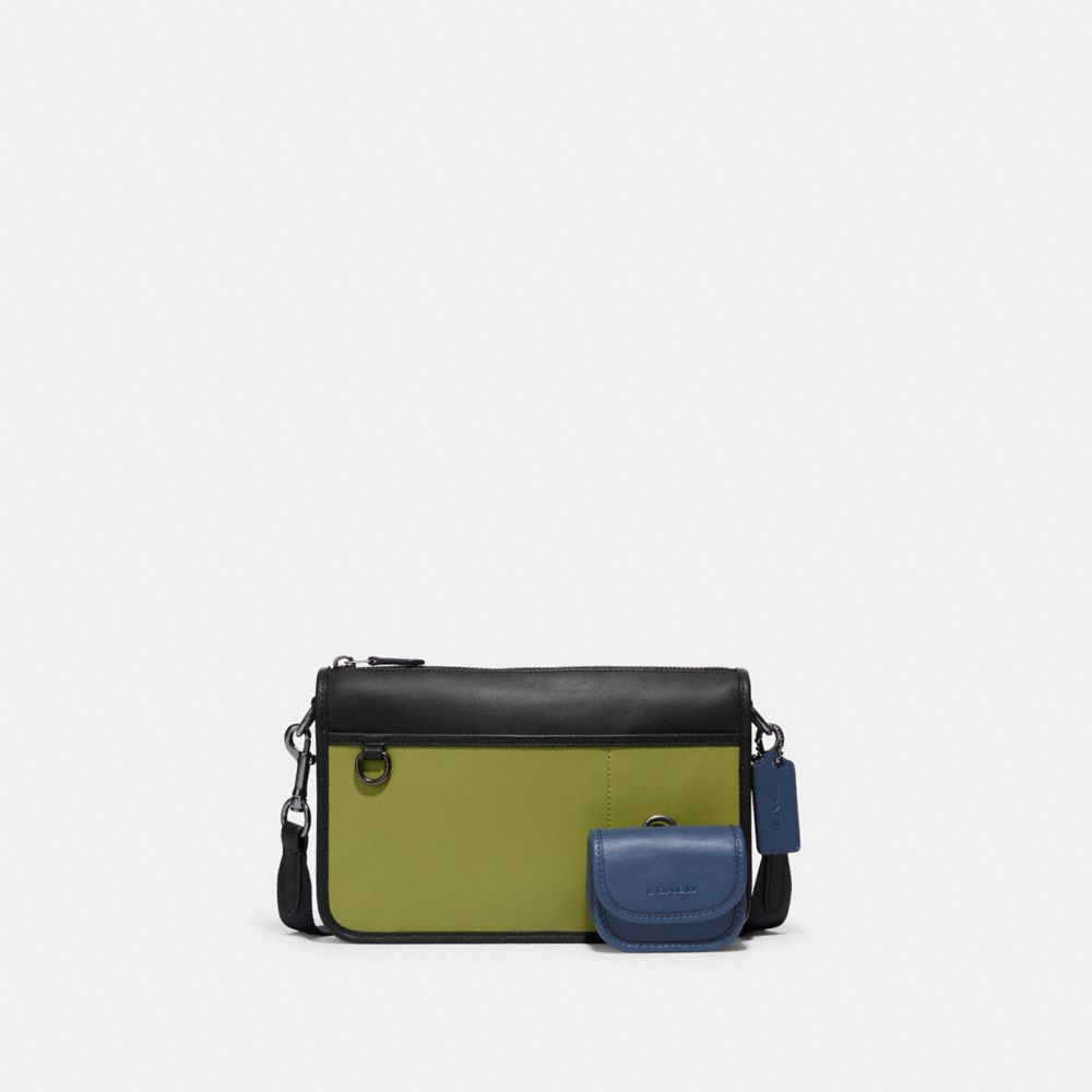 Heritage Convertible Crossbody With Hybrid In Colorblock - GUNMETAL/LIME GREEN MULTI - COACH C8140