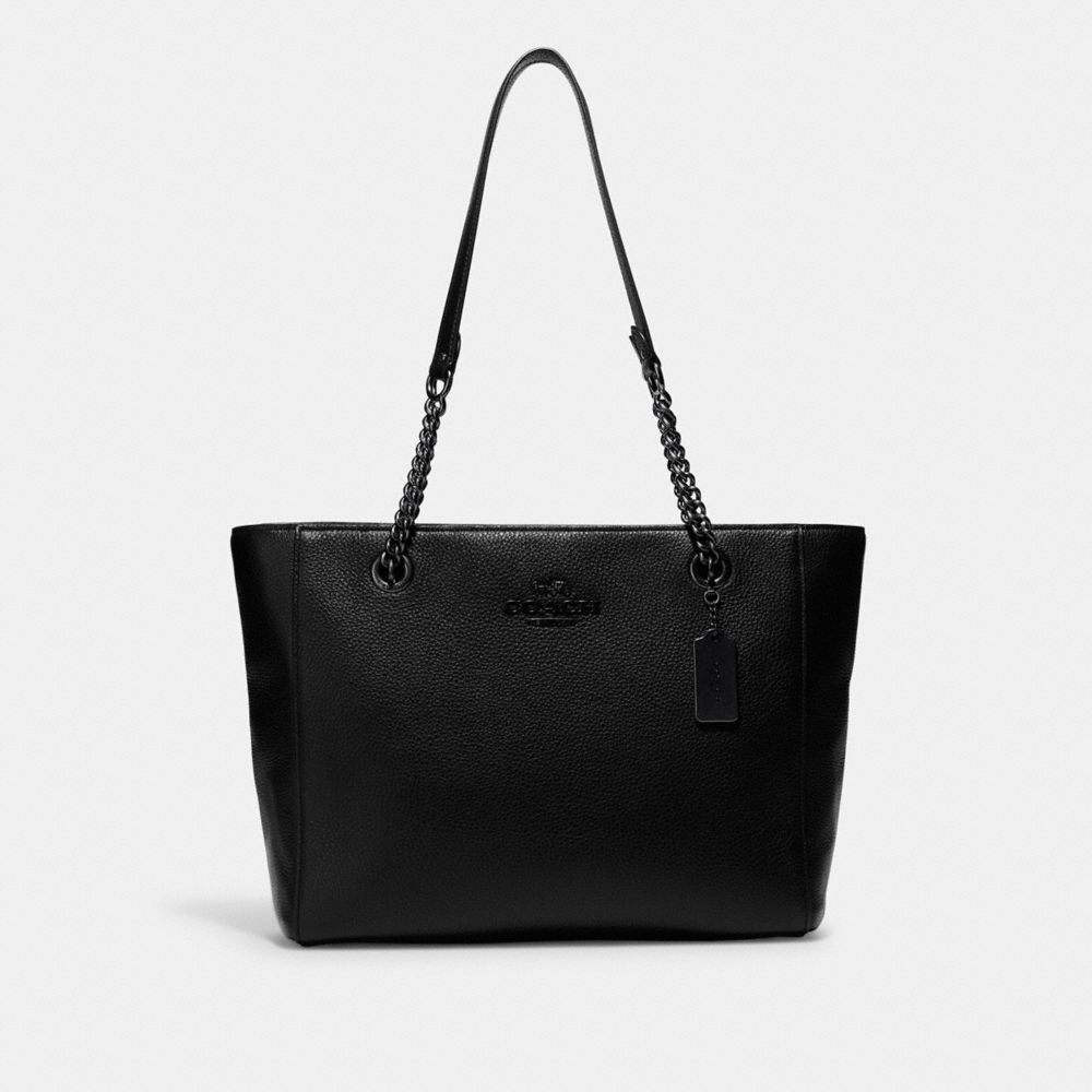 Cammie Chain Tote - C8147 - GUNMETAL/BLACK