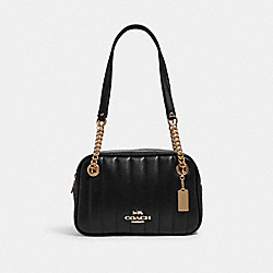 COACH C8151 - Cammie Chain Shoulder Bag With Linear Quilting GOLD/BLACK