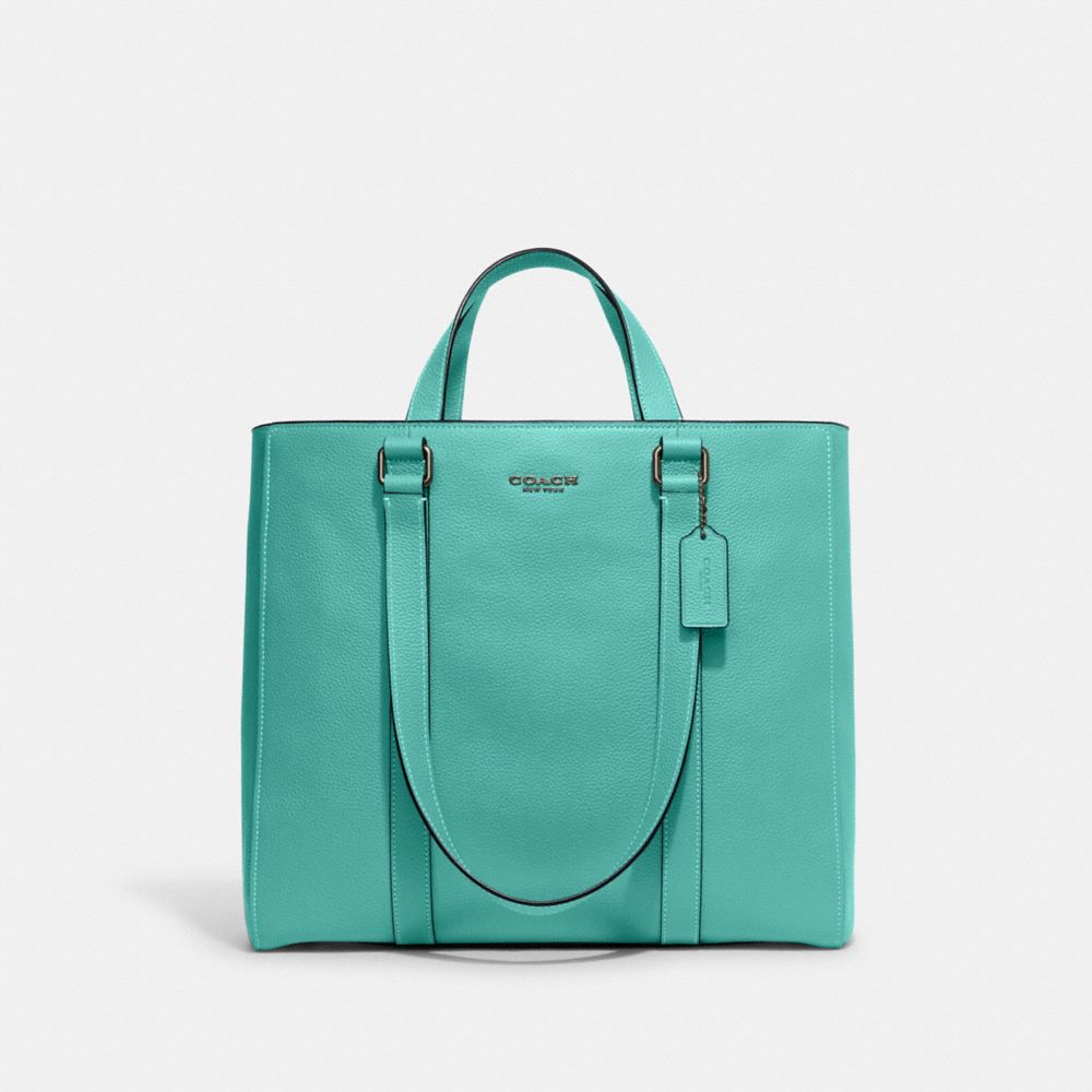 COACH C8157 Hudson Double Handle Tote Gunmetal/Blue Green