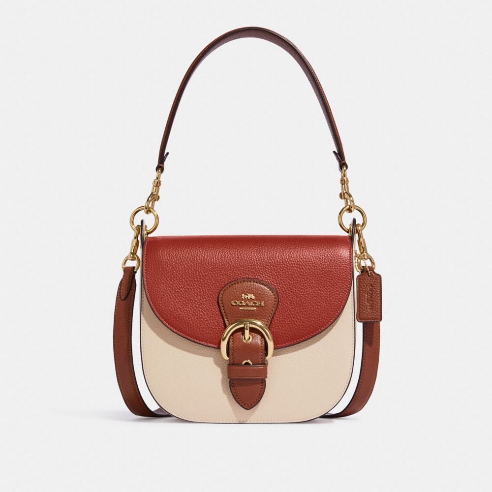 COACH C8160 Kleo Shoulder Bag 23 In Colorblock IM/RED SAND MULTI