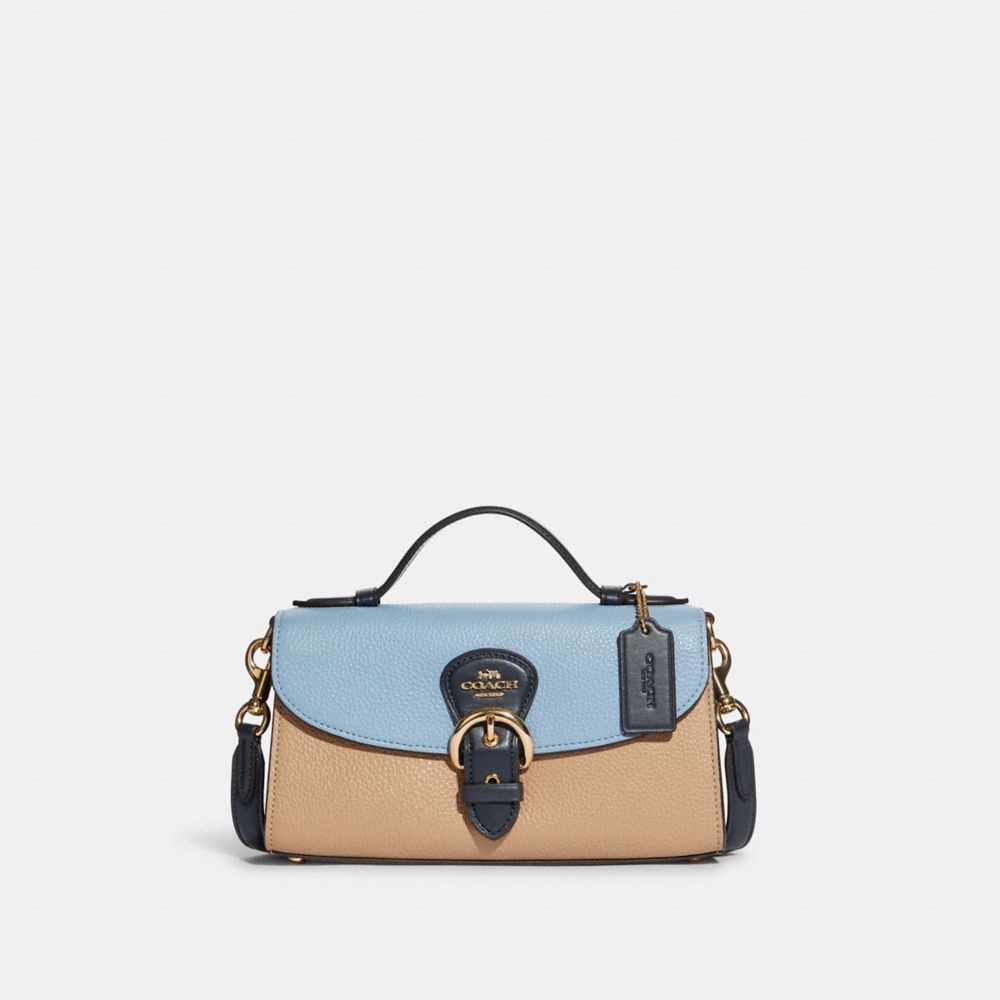 Kleo Top Handle In Colorblock - GOLD/MARBLE BLUE MULTI - COACH C8161