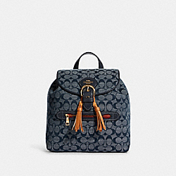 COACH Kleo Backpack In Signature Chambray - GOLD/DENIM MULTI - C8162