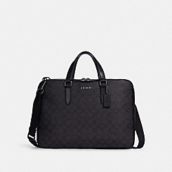 COACH Graham Slim Brief In Signature Canvas - GUNMETAL/BLACK/BLACK/OXBLOOD - C8172